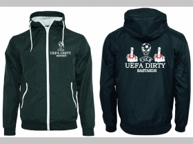 Fuck UEFA Dirty Bastards šuštiaková bunda čierna materiál povrch:100% nylon, podšívka: 100% polyester, pohodlná,vode a vetru odolná